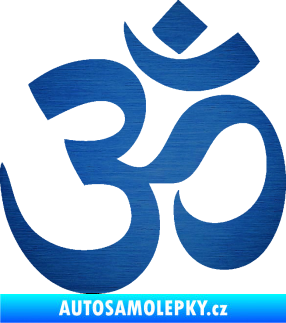 Samolepka Náboženský symbol Hinduismus Óm 001 škrábaný kov modrý