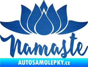 Samolepka Namaste 001 lotosový květ škrábaný kov modrý
