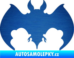Samolepka Netopýr 002 škrábaný kov modrý