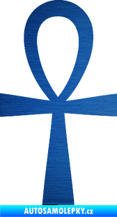 Samolepka Nilský kříž Ankh škrábaný kov modrý