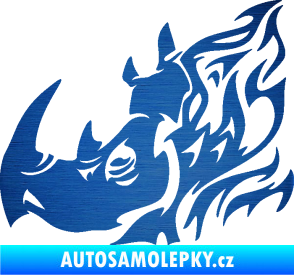 Samolepka Nosorožec 004 levá škrábaný kov modrý
