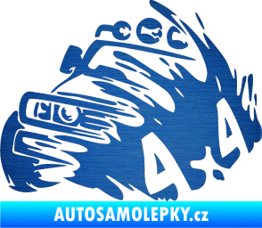 Samolepka Off Road 002 levá 4x4 škrábaný kov modrý