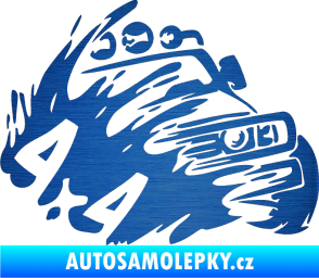 Samolepka Off Road 002 pravá 4x4 škrábaný kov modrý