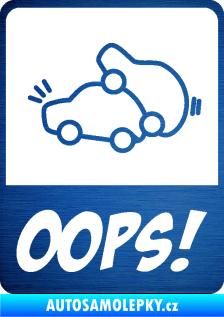 Samolepka Oops love cars 002 škrábaný kov modrý