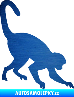 Samolepka Opice 002 pravá škrábaný kov modrý