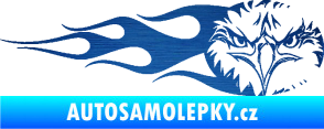 Samolepka Orel 004 pravá škrábaný kov modrý