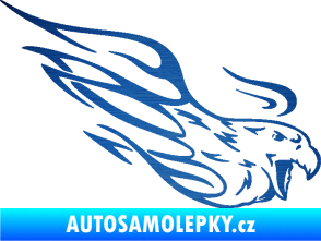 Samolepka Orel 014 pravá s plameny škrábaný kov modrý