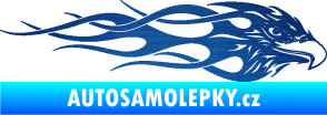 Samolepka Orel 016 pravá v plamenech škrábaný kov modrý