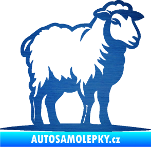 Samolepka Ovce 002 pravá škrábaný kov modrý