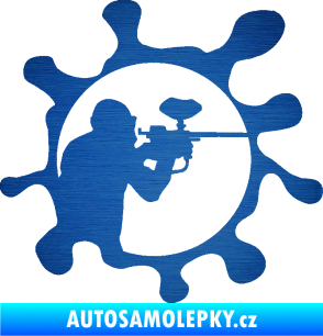 Samolepka Paintball 004 pravá škrábaný kov modrý