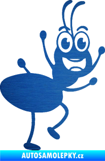 Samolepka Pan mravenec pravá škrábaný kov modrý