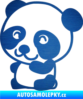 Samolepka Panda 002 levá škrábaný kov modrý