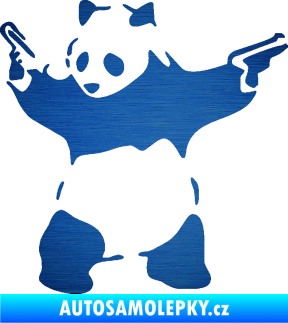 Samolepka Panda 007 levá gangster škrábaný kov modrý