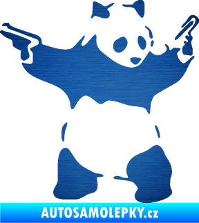 Samolepka Panda 007 pravá gangster škrábaný kov modrý