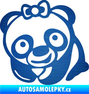 Samolepka Panda baby levá škrábaný kov modrý