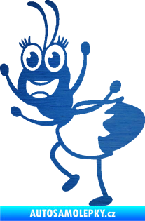 Samolepka Paní mravencová levá škrábaný kov modrý