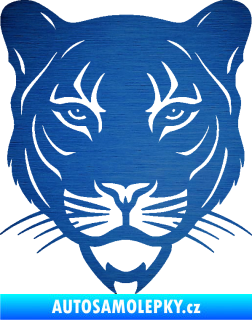 Samolepka Panter 002 hlava black panther škrábaný kov modrý