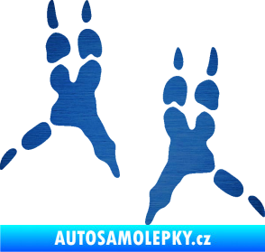 Samolepka Papoušek 008 stopy levá škrábaný kov modrý