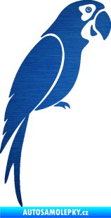 Samolepka Papoušek 009 pravá škrábaný kov modrý