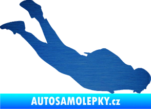 Samolepka Parašutista 003 pravá skok z letadla škrábaný kov modrý