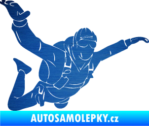 Samolepka Parašutista 004 pravá škrábaný kov modrý