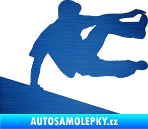 Samolepka Parkour 001 pravá škrábaný kov modrý