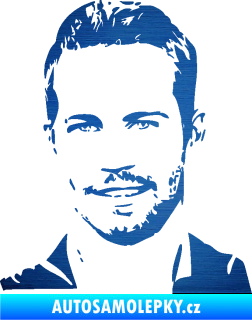 Samolepka Paul Walker 001 levá škrábaný kov modrý