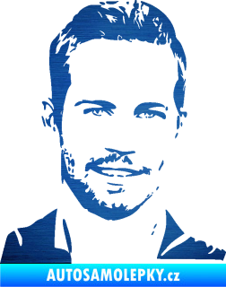 Samolepka Paul Walker 001 pravá škrábaný kov modrý