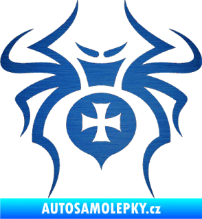 Samolepka Pavouk 003 křižák škrábaný kov modrý