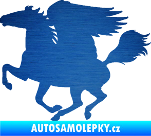 Samolepka Pegas 001 levá okřídlený kůň škrábaný kov modrý