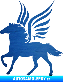 Samolepka Pegas 002 levá okřídlený kůň škrábaný kov modrý