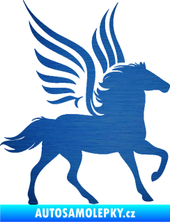 Samolepka Pegas 002 pravá okřídlený kůň škrábaný kov modrý