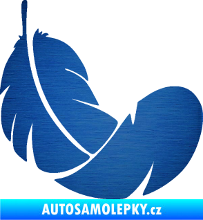 Samolepka Peříčko 008 pravá škrábaný kov modrý