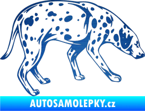 Samolepka Pes 001 pravá Dalmatin škrábaný kov modrý