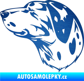 Samolepka Pes 002 levá Dalmatin škrábaný kov modrý