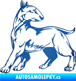 Samolepka Pes 011 levá škrábaný kov modrý