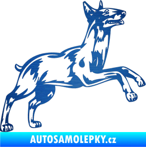 Samolepka Pes 015 pravá Bulteriér škrábaný kov modrý