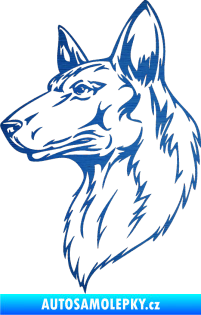 Samolepka Pes 019 levá škrábaný kov modrý