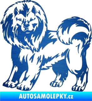Samolepka Pes 029 levá škrábaný kov modrý