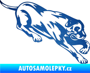 Samolepka Pes 049 pravá škrábaný kov modrý