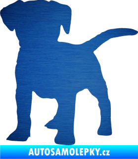 Samolepka Pes 056 levá štěně škrábaný kov modrý