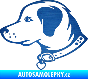 Samolepka Pes 058 levá škrábaný kov modrý