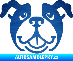 Samolepka Pes 069 Buldoček škrábaný kov modrý
