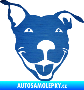 Samolepka Pes 072 pravá Pitbull škrábaný kov modrý