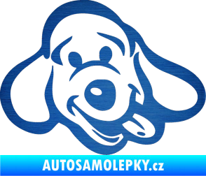 Samolepka Pes 078 pravá škrábaný kov modrý