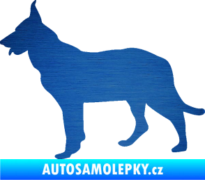Samolepka Pes 079 levá Německý ovčák škrábaný kov modrý