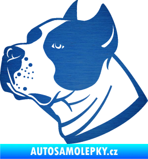 Samolepka Pes 081 levá Stafordširský bulteriér škrábaný kov modrý