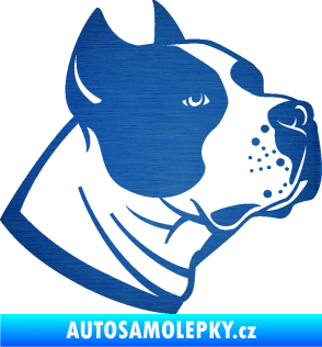 Samolepka Pes 081 pravá Stafordširský bulteriér škrábaný kov modrý