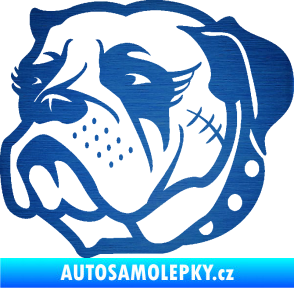 Samolepka Pes 097 levá Buldok škrábaný kov modrý