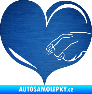 Samolepka Pes 102 pravá packa škrábaný kov modrý